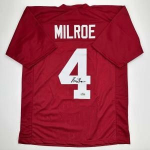imageFacsimile Autographed Jalen Milroe Alabama Red Reprint Laser Auto College Football Jersey Size Mens XL