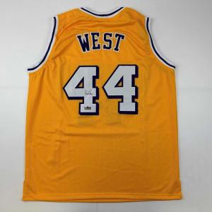 imageFacsimile Autographed Jerry West Los Angeles LA Yellow Reprint Laser Auto Basketball Jersey Size Mens XL