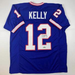 imageFacsimile Autographed Jim Kelly Buffalo Blue Reprint Laser Auto Football Jersey Size Mens XL
