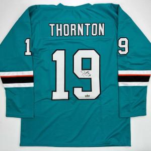 imageFacsimile Autographed Joe Thornton San Jose Teal Reprint Laser Auto Hockey Jersey Size Mens XL