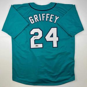 imageFacsimile Autographed Ken Griffey Jr Seattle Teal Reprint Laser Auto Baseball Jersey Size Mens XL