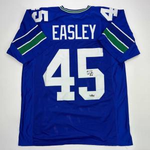 imageFacsimile Autographed Kenny Easley Seattle Blue Reprint Laser Auto Football Jersey Size Mens XL