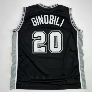 imageFacsimile Autographed Manu Ginobili San Antonio Black Reprint Laser Auto Basketball Jersey Size Mens XL