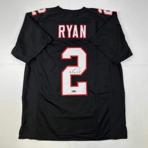 imageFacsimile Autographed Matt Ryan Atlanta Black Retro Reprint Laser Auto Football Jersey Size Mens XL