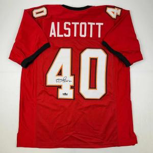 imageFacsimile Autographed Mike Alstott Tampa Bay Red Reprint Laser Auto Football Jersey Size Mens XL