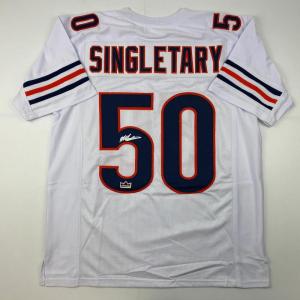 imageFacsimile Autographed Mike Singletary Chicago White Reprint Laser Auto Football Jersey Size Mens XL