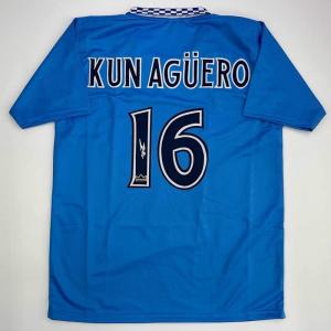 imageFacsimile Autographed Sergio Kun Aguero Manchester City Blue Reprint Laser Auto Soccer Jersey Size Mens XL