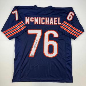 imageFacsimile Autographed Steve McMichael Chicago Blue Reprint Laser Auto Football Jersey Size Mens XL