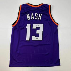 imageFacsimile Autographed Steve Nash Phoenix Purple Reprint Laser Auto Basketball Jersey Size Mens XL