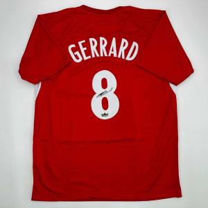 imageFacsimile Autographed Steven Gerrard Liverpool FC Red Reprint Laser Auto Soccer Jersey Size Mens XL