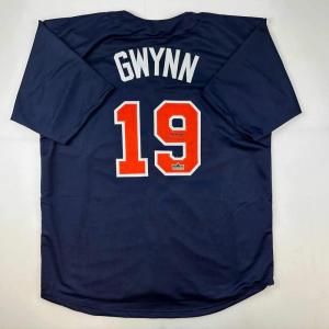 imageFacsimile Autographed Tony Gwynn San Diego Blue Reprint Laser Auto Baseball Jersey Size Mens XL