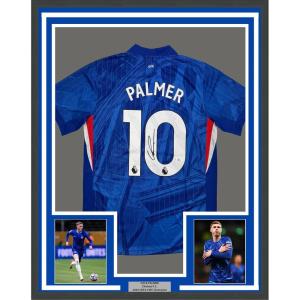imageFramed AutographedSigned Cole Palmer 35x39 Chelsea FC Blue Soccer Futbol Jersey Beckett BAS COA