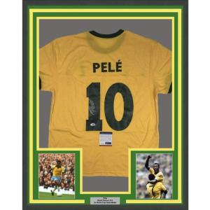 imageFramed AutographedSigned Pele 33x42 Brazil Yellow Soccer Futbol Jersey PSADNA COA Auto 2