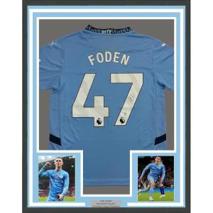 imageFramed AutographedSigned Phil Foden 35x39 Manchester City Blue Soccer Futbol Jersey Beckett BAS COA 3