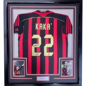 imageFramed AutographedSigned Ricardo Kaka 35x39 AC Milan BlackRed Soccer Futbol Jersey Beckett BAS COA