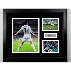 imageFramed Cristiano Ronaldo Real Madrid Facsimile Laser Engraved Signature 14x11 3 Photo Collage