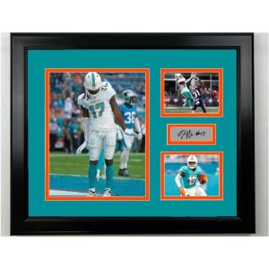 imageFramed Jaylen Waddle Miami Dolphins Facsimile Laser Engraved Signature Football 14x11 3 Photo Collage