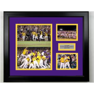 imageFramed LSU Tigers MCWS National Champions 2023 Facsimile Laser Engraved NCAA Baseball 14x11 3 Photo Collage