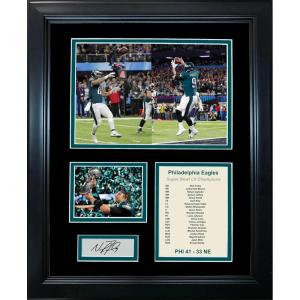 imageFramed Philadelphia Eagles Super Bowl LII Champions Nick Foles Facsimile Laser Engraved Signature Auto Football 11x14 Photo Sig Collage