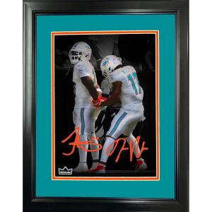 imageFramed Tyreek Hill amp Jaylen Waddle Handcuff Arrested TD Celebration Miami Dolphins Dual Facsimile Laser Engraved Signature Auto 11x14 Football Photo HOFSM Holo
