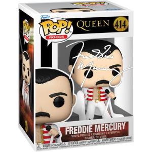 imageFreddie Mercury Queen 414 We Will Rock You Tour Facsimile Signed Reprint Laser Autographed Funko POP Rocks Figurine with Protector Case