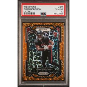 imageGraded 2023 Panini Prizm Bijan Robinson 305 Lazer Rookie RC Football Card PSA 10 Gem Mint