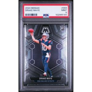imageGraded 2024 Panini Mosaic Drake Maye 303 Rookie RC Football Card PSA 9 Mint