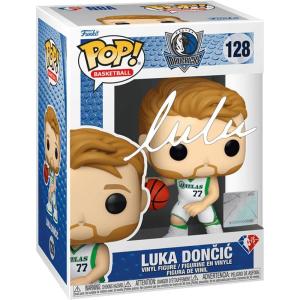 imageLuka Doncic 128 City Edition Facsimile Signed Reprint Laser Autographed Funko POP Basketball NBA Dallas Mavericks Figurine with Protector Case