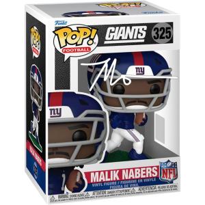imageMalik Nabers 325 Facsimile Signed Reprint Laser Autographed Funko POP Football NFL Legends New York Giants Figurine with Protector Case