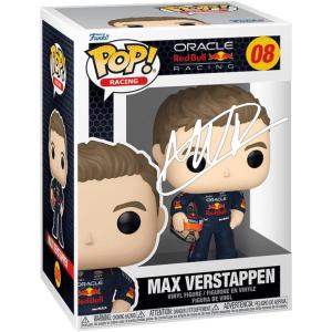 imageMax Verstappen with Helmet 08 Facsimile Signed Reprint Laser Autographed Funko POP Formula 1 F1 Figurine with Protector Case