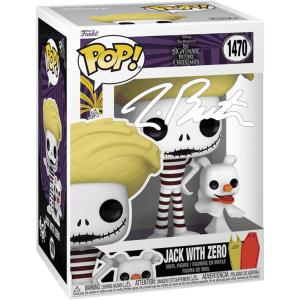imageTim Burton Jack Skellington with Buddy Zero Beach 1470 Facsimile Signed Reprint Laser Autographed Funko POP Movies NBC Nightmare Before Christmas Figurine with Protector Case