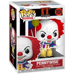 imageTim Curry Pennywise 1834 1990 It The Movie Facsimile Signed Reprint Laser Autographed Funko POP Movies IT Figurine with Protector Case