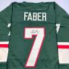 imageAutographedSigned Brock Faber Minnesota Green Hockey Jersey JSA COA