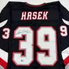 imageAutographedSigned Dominik Hasek Buffalo Black Hockey Jersey Beckett BAS COA