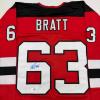 imageAutographedSigned Jesper Bratt New Jersey Red Hockey Jersey Beckett BAS COA