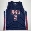 imageFacsimile Autographed Anthony Edwards 2024 United States Team USA Blue Reprint Laser Auto Basketball Jersey Size Mens XL