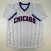imageFacsimile Autographed Ernie Banks Chicago Pinstripe Reprint Laser Auto Baseball Jersey Size Mens XL
