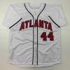 imageFacsimile Autographed Henry Hank Aaron Atlanta White Reprint Laser Auto Baseball Jersey Size Mens XL