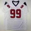imageFacsimile Autographed JJ JJ Watt Houston White Reprint Laser Auto Football Jersey Size Mens XL