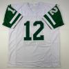 imageFacsimile Autographed Joe Namath New York White Reprint Laser Auto Football Jersey Size Mens XL