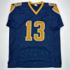 imageFacsimile Autographed Kurt Warner St Louis Navy Blue Reprint Laser Auto Football Jersey Size Mens XL