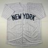 imageFacsimile Autographed Lou Gehrig New York Pinstripe Reprint Laser Auto Baseball Jersey Size Mens XL