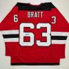 imageAutographedSigned Jesper Bratt New Jersey Red Hockey Jersey Beckett BAS COA