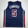 imageFacsimile Autographed Anthony Edwards 2024 United States Team USA Blue Reprint Laser Auto Basketball Jersey Size Mens XL