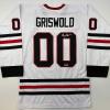 imageFacsimile Autographed Chevy Chase Clark Griswold Christmas Vacation Movie Chicago White Reprint Laser Auto Hockey Jersey Size Mens XL