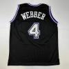 imageFacsimile Autographed Chris Webber Sacramento Black Reprint Laser Auto Basketball Jersey Size Mens XL