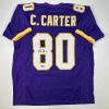 imageFacsimile Autographed Cris Carter Minnesota Purple Reprint Laser Auto Football Jersey Size Mens XL