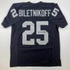 imageFacsimile Autographed Fred Biletnikoff Oakland Las Vegas Black Reprint Laser Auto Football Jersey Size Mens XL