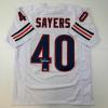 imageFacsimile Autographed Gale Sayers Chicago White Reprint Laser Auto Football Jersey Size Mens XL