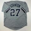 imageFacsimile Autographed Giancarlo Stanton New York Grey Reprint Laser Auto Baseball Jersey Size Mens XL